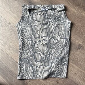 Zara Snake Print Tank Top - Gray and Cream